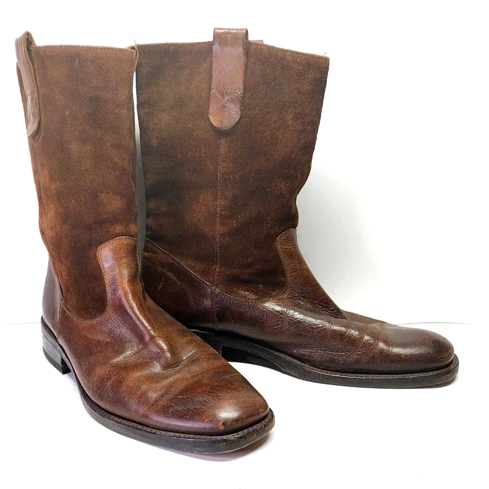 To Boot New York Adam Derrick l Brown Suede Brown Italian Leather l Size 7.5 - Picture 1 of 10